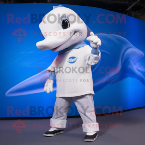 Hvit Dolphin maskot drakt...