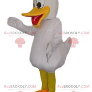 Maskot bílá kachna s velkým žlutým zobákem - Redbrokoly.com