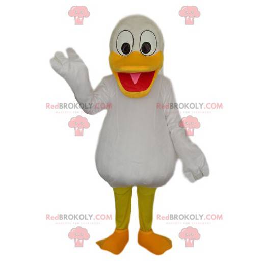 White duck mascot with a large yellow beak - Redbrokoly.com