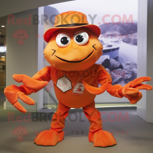 Orange Crab maskot kostym...