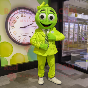 Limegrøn chokolade maskot...