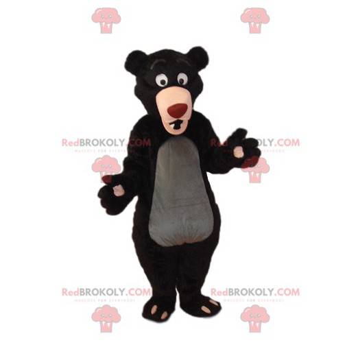 Brunbjörnmaskot med en stor röd munkorg - Redbrokoly.com