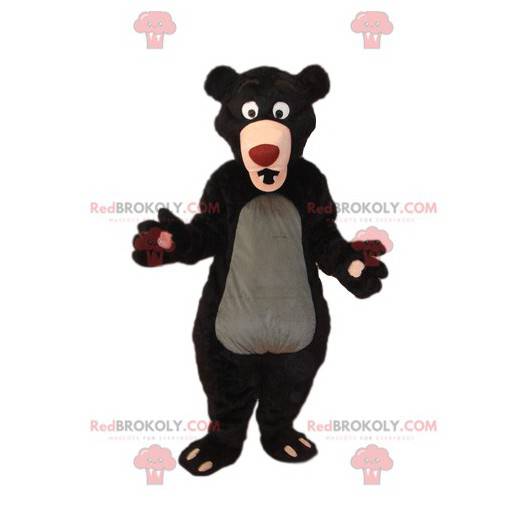 Mascote urso pardo com um grande focinho vermelho -