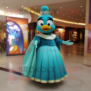 Teal Queen maskot kostume...