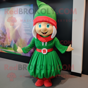 nan Elf mascot costume character dressed with a Maxi Dress and Caps