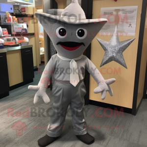 Gray Starfish mascot costume character dressed with a Dress Pants and Ties