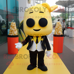 Geel Pop Corn mascotte...