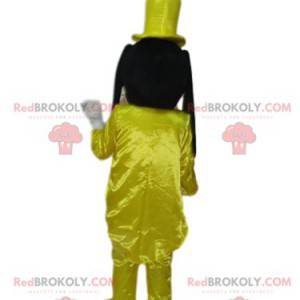 Mascote pateta com um traje amarelo cintilante - Redbrokoly.com