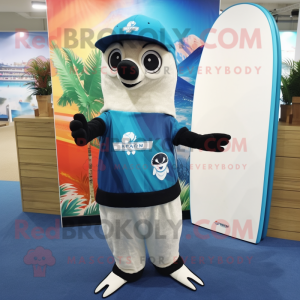 nan Mare mascot costume character dressed with a Board Shorts and Beanies