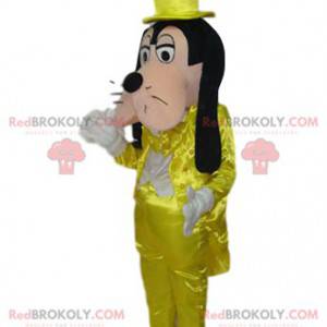 Mascotte Pippo con un costume giallo scintillante -