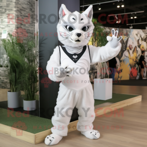 Witte Lynx mascotte kostuum...
