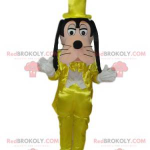 Mascote pateta com um traje amarelo cintilante - Redbrokoly.com
