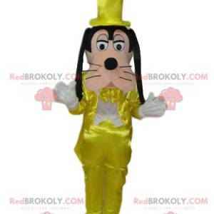 Mascotte Pippo con un costume giallo scintillante -