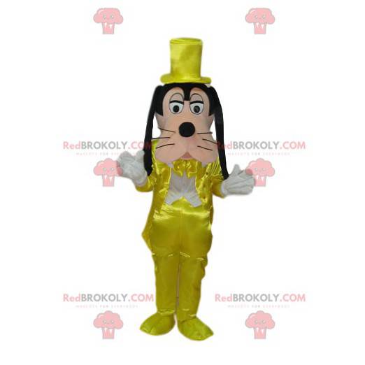 Mascotte Pippo con un costume giallo scintillante -