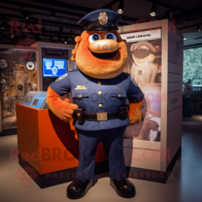 Rust Police Officer mascot costume character dressed with a Leggings and Lapel pins