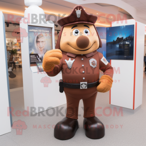 Rust Police Officer mascot costume character dressed with a Leggings and Lapel pins