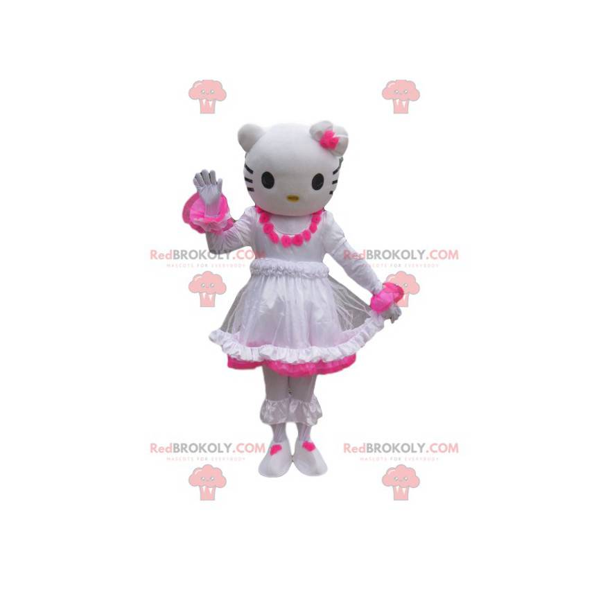 Hello Kitty maskot med en hvid og fuchsia rose - Redbrokoly.com