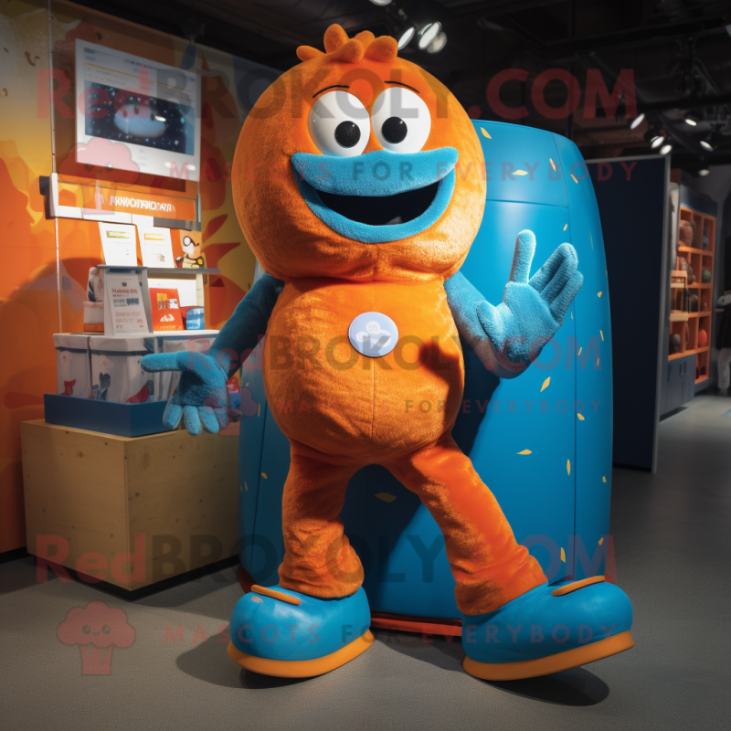 Cyan Orange mascot costume character dressed with a Playsuit and Anklets Cyan Orange mascot costume character dressed with a Playsuit and Anklets
