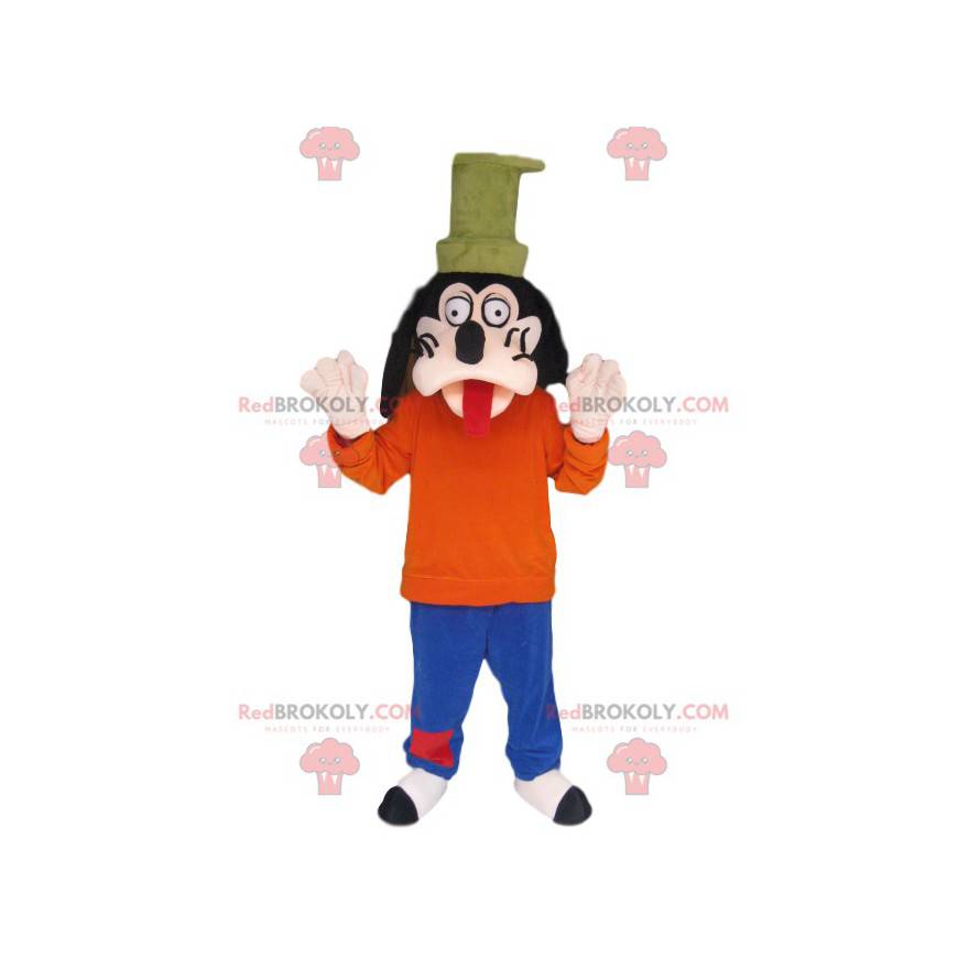 Goofy mascot sticking out its tongue. Goofy costume -