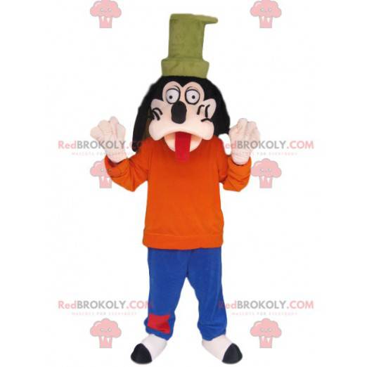 Goofy mascot sticking out its tongue. Goofy costume -