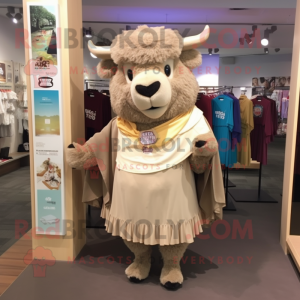 Beige Bison mascotte...