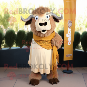 Beige Bison maskot kostume...