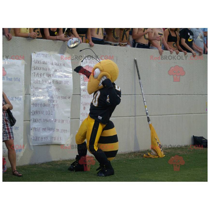 Mascota de abeja avispa negra y amarilla - Redbrokoly.com
