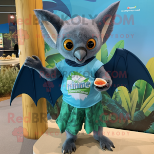 Teal Fruit Bat mascotte...