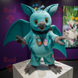 Teal Fruit Bat mascotte...