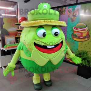 Lime Green Hamburger maskot...