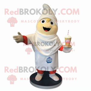 Cream Ceviche mascot costume character dressed with a Hoodie and Headbands