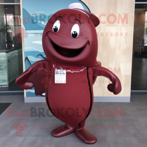 Maroon Whale maskot kostume...