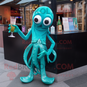 Teal Squid mascotte kostuum...