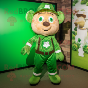 nan Four Leaf Clover mascot costume character dressed with a Dungarees and Cummerbunds