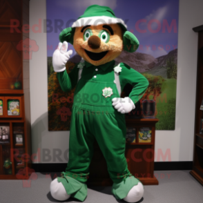 nan Four Leaf Clover mascot costume character dressed with a Dungarees and Cummerbunds