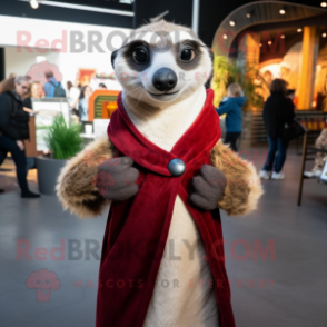 Brown Meerkat mascot costume character dressed with a Jacket and Shawls