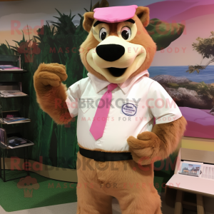 Pink Beaver maskot kostume...