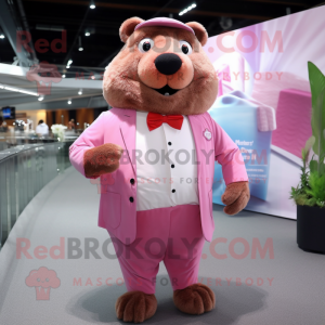 Rosa Beaver maskot drakt...