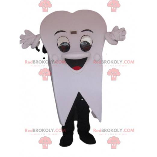 Mascotte de dent blanche très joyeuse. Costume de dent -