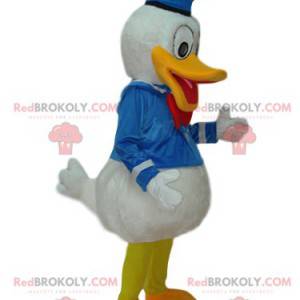 Mascote Donald com fantasia de marinheiro de cetim -