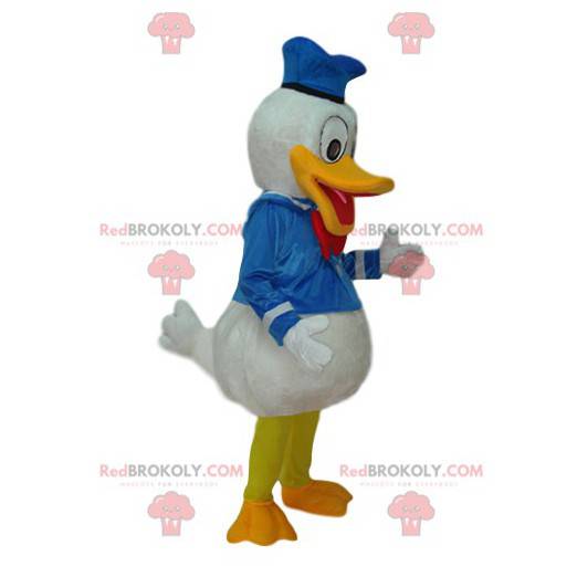 Mascote Donald com fantasia de marinheiro de cetim -