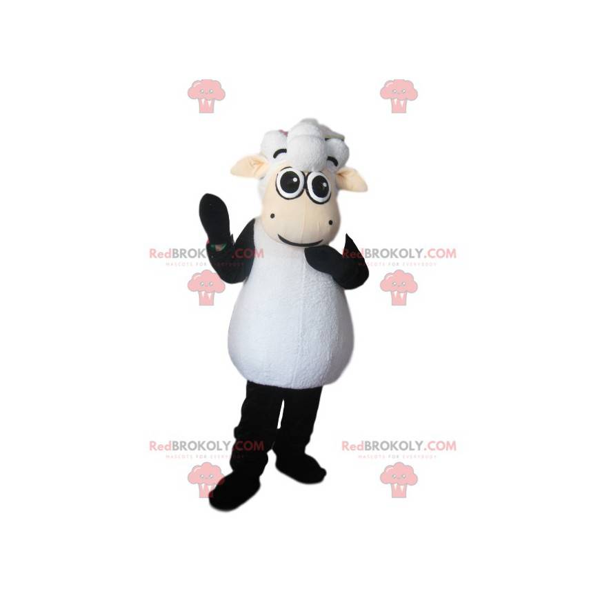 Mascotte de mouton noir et blanc - Redbrokoly.com