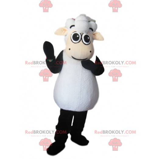 Mascote ovelha preta e branca - Redbrokoly.com