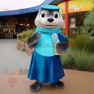 Blue Otter maskot kostume...