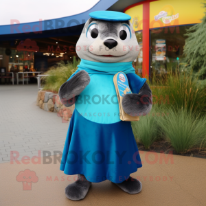 Blue Otter maskot kostym...