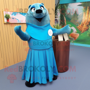 Blue Otter maskot kostume...