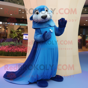 Blue Otter maskot kostume...