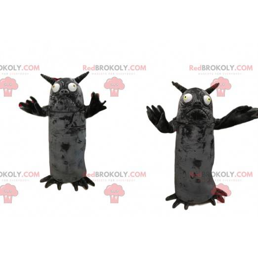 Maskot malé šedé monstrum s rohy - Redbrokoly.com