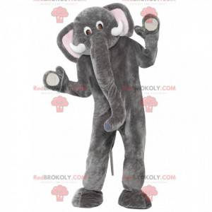 Obří šedý a růžový slon maskot