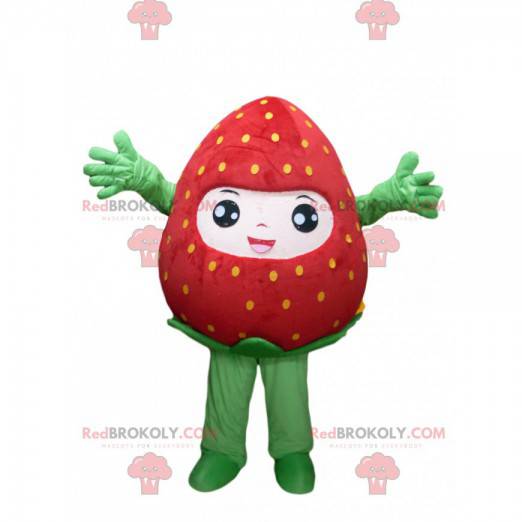 Mascotte fragola molto felice. Costume da fragola -